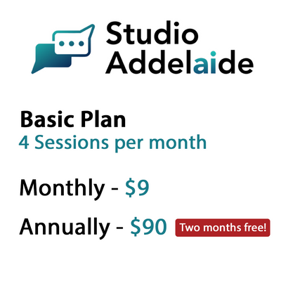 Studio Addelaide - Basic Plan - 4 sessions/month