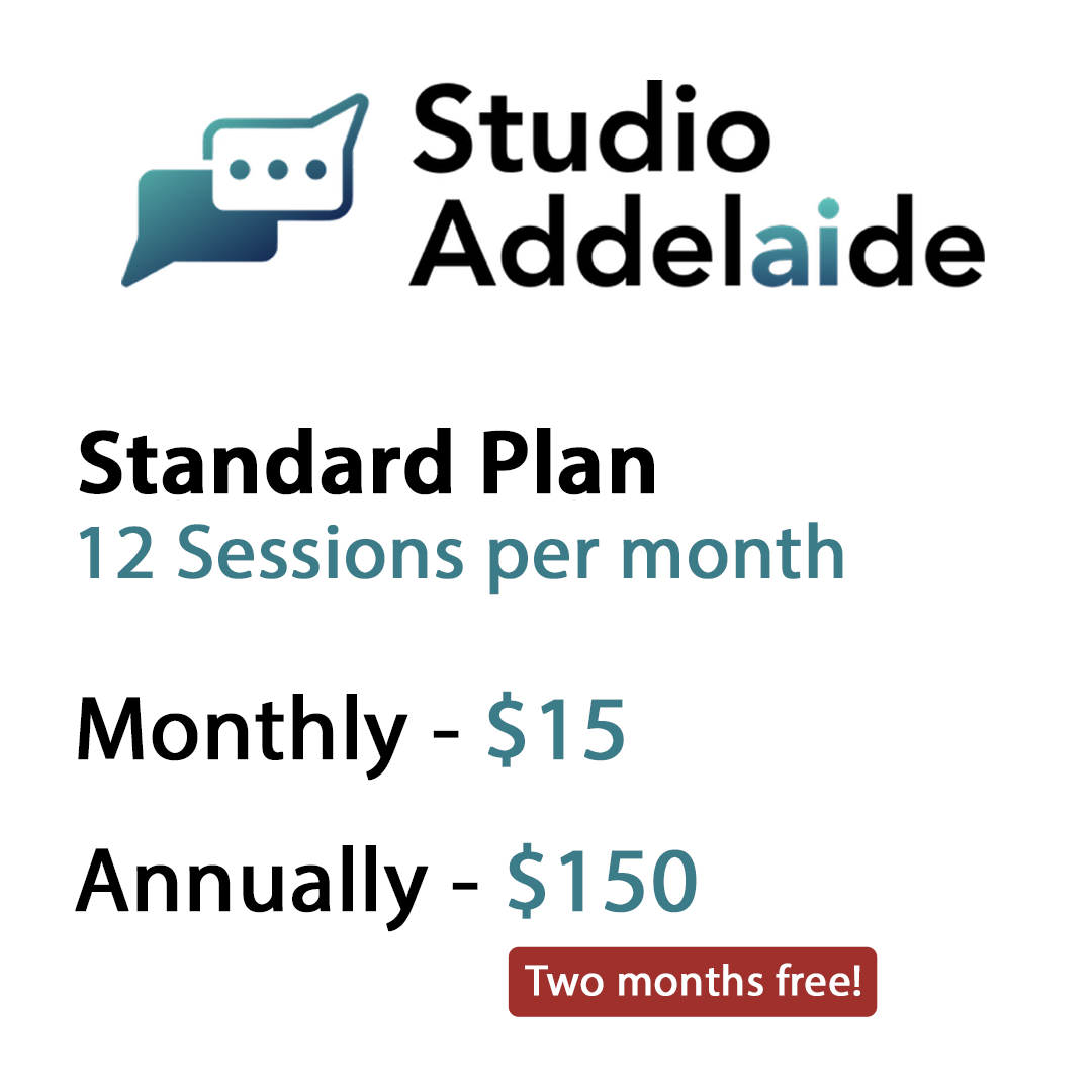 Studio Addelaide - Standard Plan - 12 sessions/month